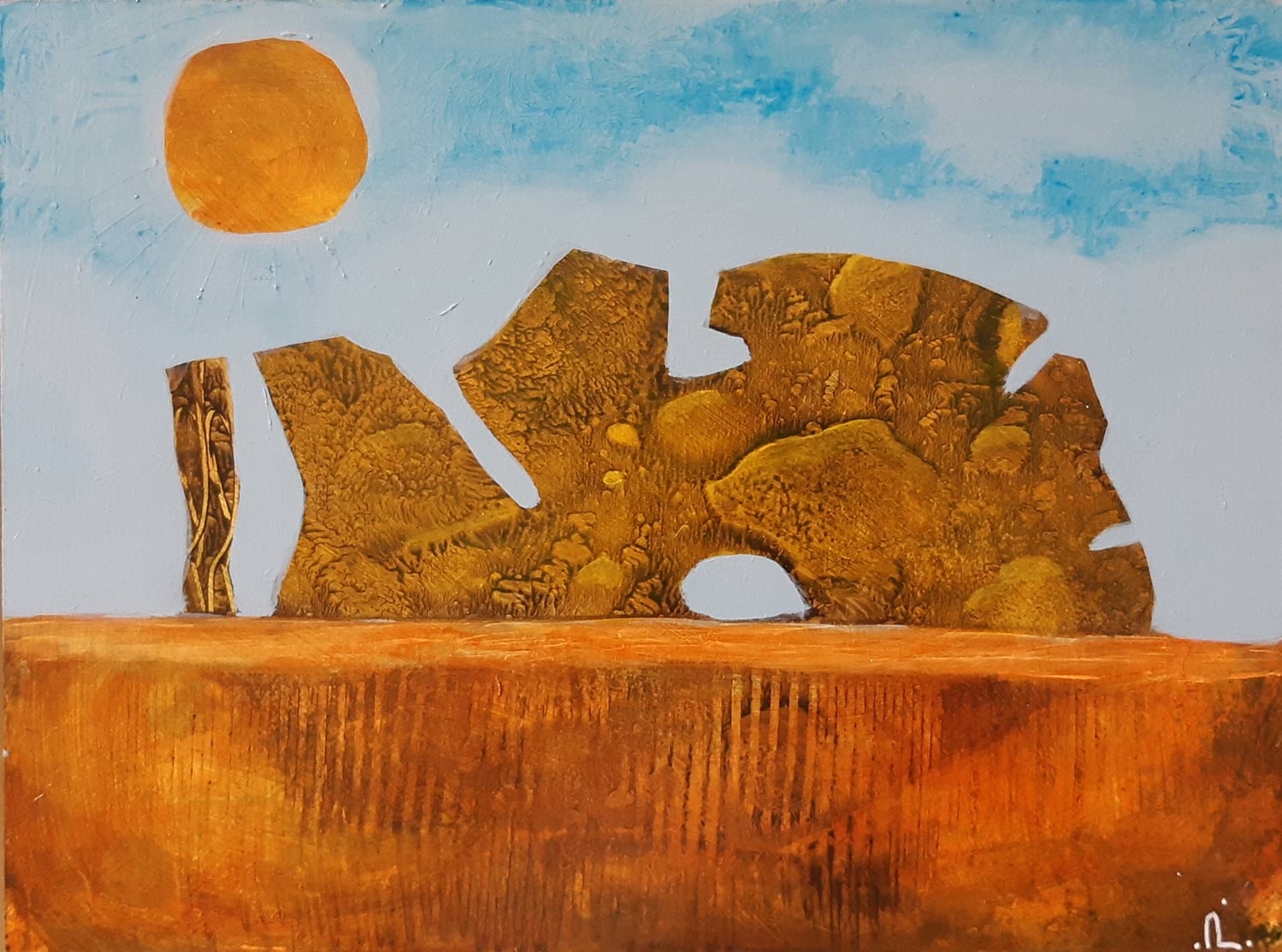 2023-16. Life in the Stone Age. <br>30x40 cm. Acryl op hardboard. </br>
